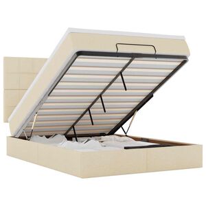 vidaXL Ottoman-Bett mit Matratze Creme 140x190 cm Stoff