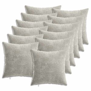 vidaXL Kissenbezug 12 stk. HEERLEN Hellgrau 40 x 40 cm Chenille-Stoff