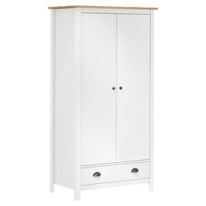 vidaXL Kleiderschrank mit 2 T&uuml;ren Hill Wei&szlig; 89x50x170 cm Kiefernholz