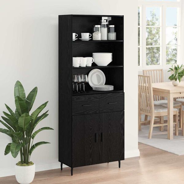 vidaXL Highboard Schwarz Eichen-Optik 69,5 x 34 x 180 cm