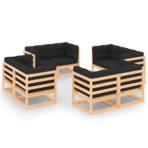 vidaXL 8-tlg. Garten-Lounge-Set mit Kissen Massivholz Kiefer