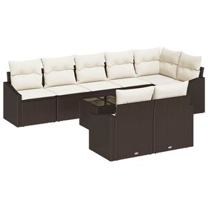 vidaXL Sofa Set mit Kissen 9 pcs Braun Poly-Rattan