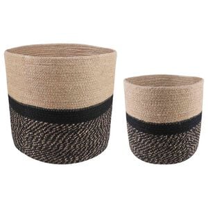 vidaXL Pflanztopfsatz 2 stk. Natur und Schwarz &Oslash; 28 x 28 cm