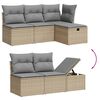 vidaXL 5-tlg. Garten-Sofagarnitur mit Kissen Beige Poly Rattan