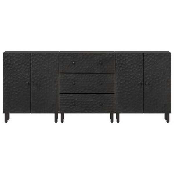 vidaXL Beistellschr&auml;nke 3 Stk. Schwarz 60x33x75 cm Massivholz Mango