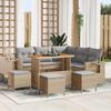 vidaXL Gartensofa-set mit Kissen 9 pcs Beige Poly-Rattan