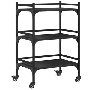 vidaXL K&uuml;chenwagen Schwarz 50x35x75,5 cm Holzwerkstoff