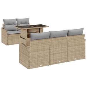 vidaXL Gartensofa-set mit Kissen 6 pcs Beige Poly-Rattan