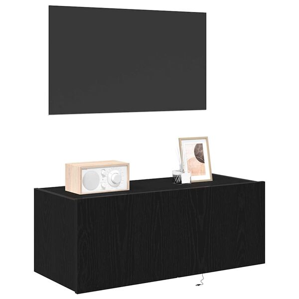 vidaXL TV-Wandschrank Schwarz Eichen-Optik 80 x 35 x 31 cm