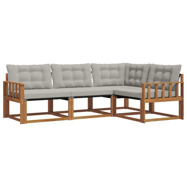 vidaXL Outdoor-Sofagarnitur mit Kissen 4 pcs Nat&uuml;rlich und Hellgrau