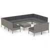 vidaXL 12-tlg. Garten-Lounge-Set mit Auflagen Poly Rattan Grau