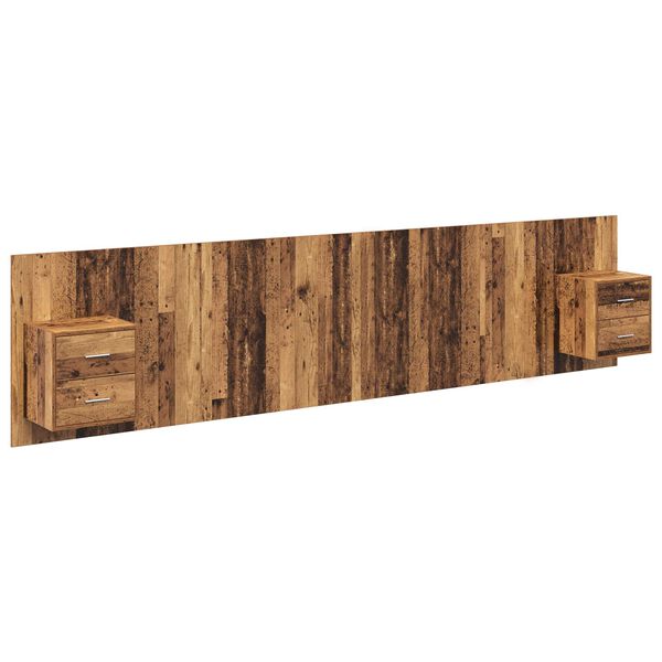 vidaXL Kopfteil mit Schrank mit Schubladen 3 pcs Altholz Holzwerkstoff