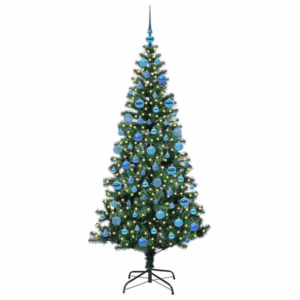 vidaXL K&uuml;nstlicher vorbeleuchteter Weihnachtsbaum Gr&uuml;n 180 cm PVC