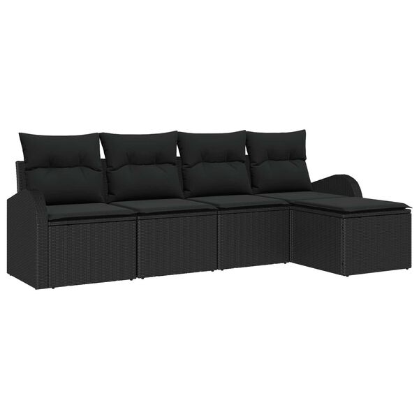 vidaXL Gartensofa-set 5 pcs Schwarz Poly-Rattan