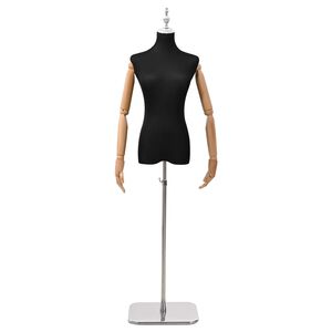 vidaXL Verstellbare Mannequin 165-213 cm mit Fu&szlig; Weiblich PP Schwarz