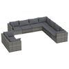 vidaXL 9-tlg. Garten-Lounge-Set mit Kissen Grau Poly Rattan