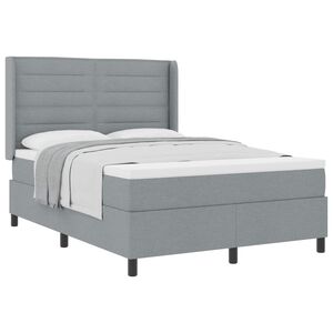 vidaXL Boxspringbett mit Kissen Hellgrau 190 x 140 cm Stoff