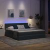 vidaXL Bett mit LED-Lichtleisten Dunkelgrau 200 x 200 cm Samt