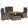 vidaXL 5-tlg. Garten-Essgruppe mit Kissen Grau Poly Rattan