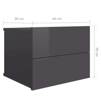 vidaXL Nachttische 2 Stk. Hochglanz-Grau 40x30x30 cm Holzwerkstoff