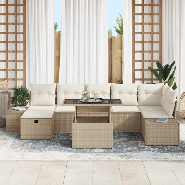 vidaXL Garten-Sofa-Set 8 pcs Beige Poly-Rattan