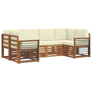 vidaXL Ecksofa Set mit Kissen 6 pcs Natur und Creme Massivholz Akazie
