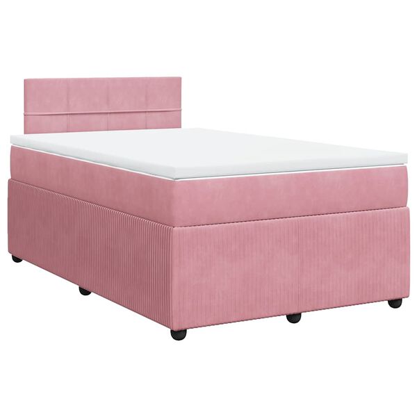 vidaXL Boxspringbett mit Matratze Rosa 120x200 cm Samt