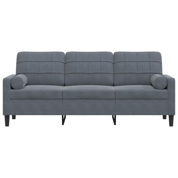 vidaXL 3-Sitzer-Sofa mit Zierkissen Dunkelgrau 180 cm Samt