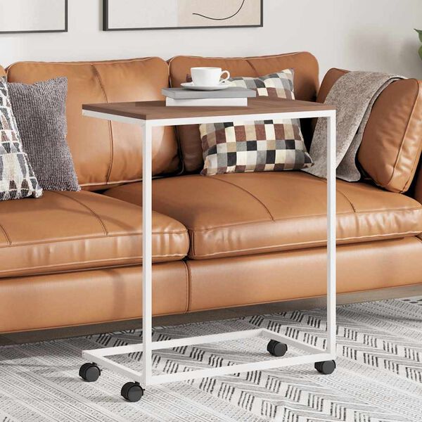 vidaXL Beistelltisch mit Rollen Wei&szlig; 55x35x70 cm Holzwerkstoff