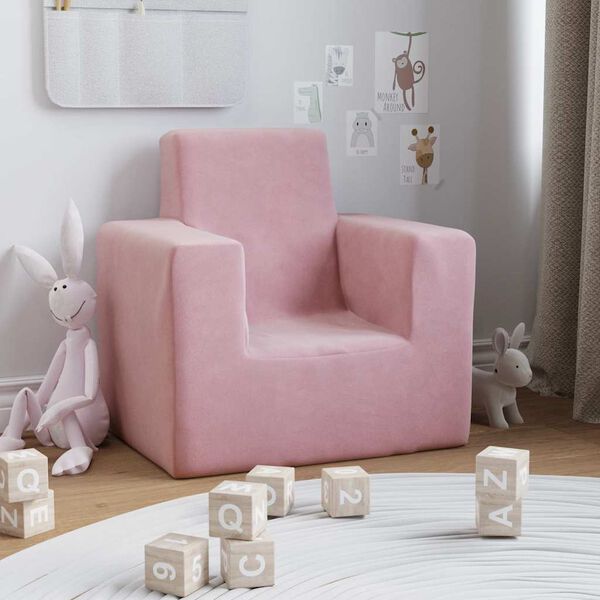 vidaXL Kindersofa Rosa Weich Pl&uuml;sch