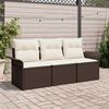 vidaXL Garten-Sofa-Set mit Kissen mit Speicher 3 pcs Braun Poly Rattan