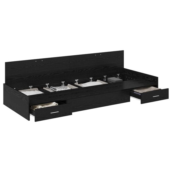 vidaXL Bettrahmen Schwarz Eichen-Optik 100 x 200 cm Holzwerkstoff