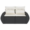 vidaXL Gartensofa mit Kissen 2-Sitzer Schwarz Poly Rattan