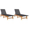 vidaXL Sonnenliegen 2 Stk. Schwarz Braun Poly Rattan Massivholz Akazie