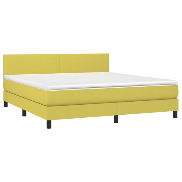 vidaXL Boxspringbett mit Matratze & LED Gr&uuml;n 180x200 cm Stoff