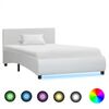 vidaXL Bettgestell mit LED Wei&szlig; Kunstleder 100x200 cm