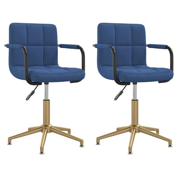 vidaXL Esszimmerst&uuml;hle 2 Stk. Drehbar Blau Samt