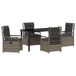 vidaXL Garten Essgruppe 5 pcs Grau Poly-Rattan