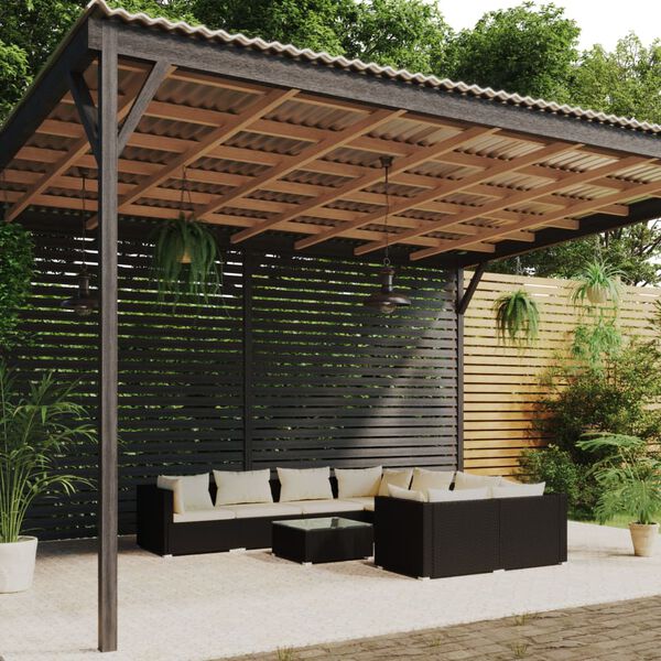 vidaXL 9-tlg. Garten-Lounge-Set mit Kissen Poly Rattan Schwarz
