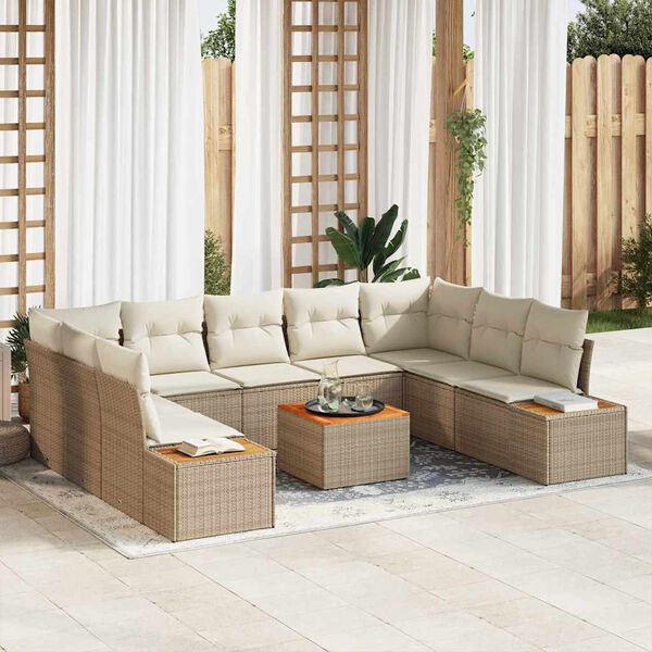 vidaXL Gartensofa-set mit Kissen 5 pcs Beige und Creme Polyrattan
