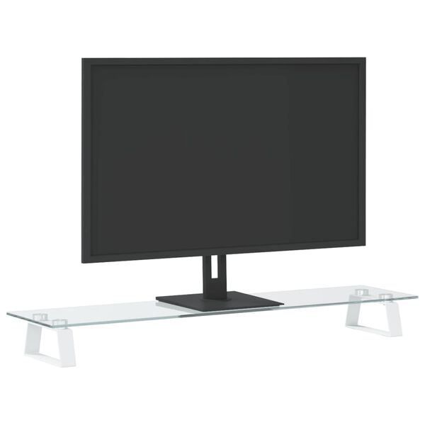 vidaXL Monitorständer Weiß 80x20x8 cm Hartglas und Metall