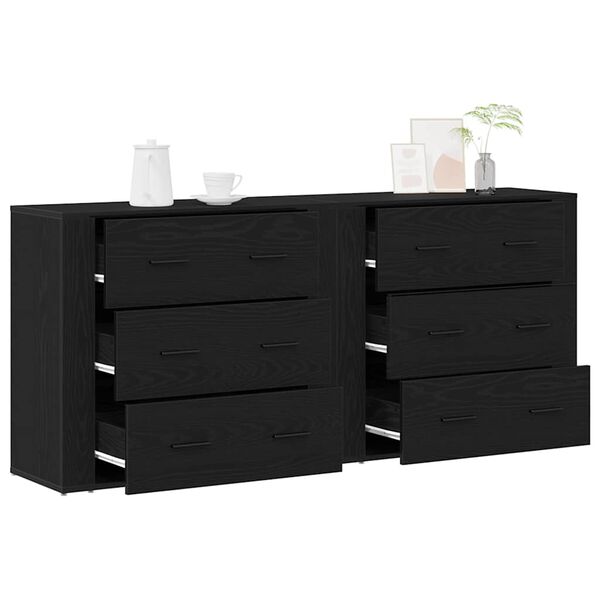 vidaXL Sideboard Schwarz Eichen-Optik 160 x 33 x 70 cm Holzwerkstoff