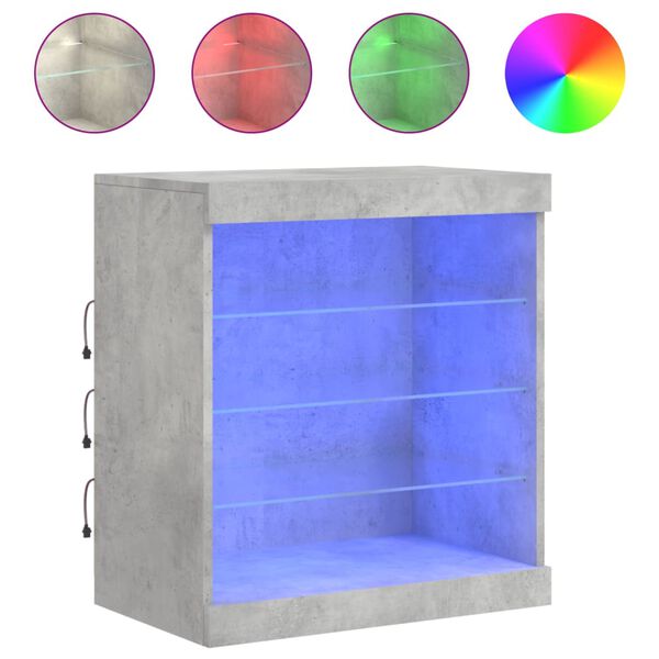 vidaXL Sideboard mit LED-Leuchten Betongrau 60,5x37x67 cm