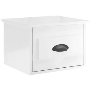 vidaXL Wand-Nachttisch Hochglanz-Wei&szlig; 41,5x36x28 cm