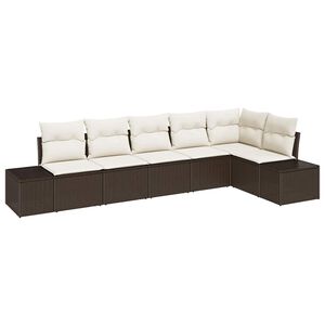vidaXL Gartensofa-set mit Kissen 6 pcs Braun und Creme Poly-Rattan