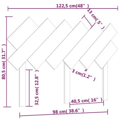 vidaXL Bett-Kopfteil 122,5x3x80,5 cm Massivholz Kiefer