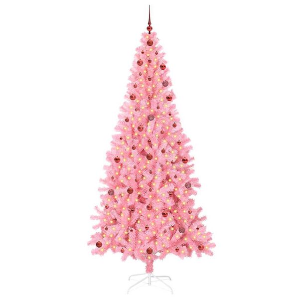 vidaXL Weihnachtsbaum mit 300 LEDs mit St&auml;nder Rosa 240 cm PVC