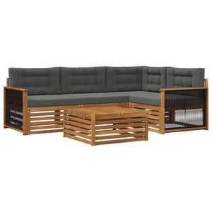 vidaXL Outdoor-Sofagarnitur mit Kissen 5 pcs Natur und Anthrazit