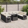 vidaXL 10-tlg. Garten-Sofagarnitur mit Kissen Schwarz Poly Rattan