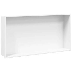 vidaXL Duschnische Mattwei&szlig; 62x32x9 cm Edelstahl